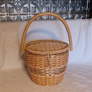 Vintage Sewing Basket Woven Basket Bag
